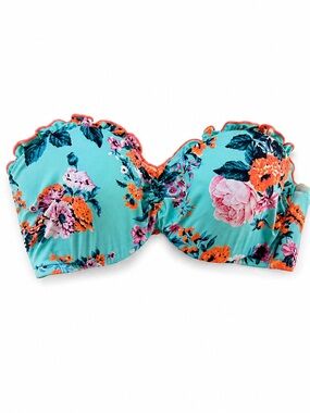 *NWT* Seafolly Turquoise Floral Bandeau Bikini Top